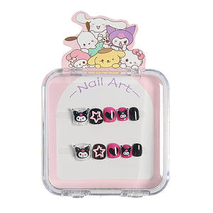 Ensemble de faux ongles pour enfants dessin animé, ongles courts pour filles, couleur unie, ultra-fins, sans trace, portables, vintage, fille branchée, mignons et adorables - Product Image 5