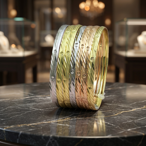 Juego de 7 Brazaletes de Moda para Mujer, Chapados en Oro de 3 Tonos, Joyería Tricolor Multitono, Venta al Por Mayor - Product Image 3