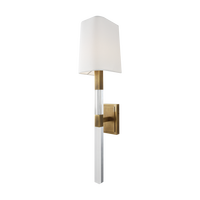 Lámpara de pared moderna de LED de cobre y acrílico, lámpara de pared de tela con pantalla de tela, elegante accesorio de iluminación interior para dormitorio, diseño de hotel