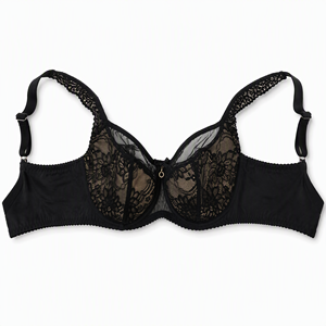 Soutien-gorge demi-couvrant en satin et dentelle pour femme, bretelles réglables, détail boucle or rose - Product Image 5