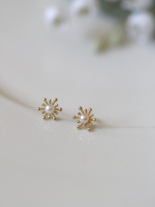 2021 Kj425 femmes à la mode vrai 9K or jaune perle d'eau douce boucles d'oreilles étamine conception Mini bijoux pour mariage anniversaire Agate - Product Image 1