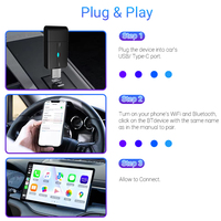 Adaptador Inalámbrico CarPlay y Android Auto, Dongle USB, Mini Caja Inteligente Plug and Play para VW, Toyota, Nissan, Ford, Benz
