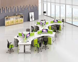 โมเดิร์นออกแบบใหม่สามที่นั่ง MFC สำนักงานเวิร์คสเตชั่นพร้อมตู้ - Product Image 3