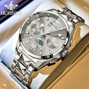 OUPINKE Luxury Men's <b>Automatic</b> Mechanical <b>Wristwatch</b> Business Waterproof Moon Phase Date Week Reloj Mecánico Hombre 3325 - Product Image 1