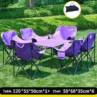 Ensemble de table et chaises pliantes d'extérieur 6 pièces : Chaise lune avec table pliante, portable pour pique-nique, plage, barbecue, famille