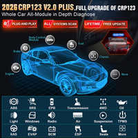 Escáner de Diagnóstico para Automóviles Launch CRP123 V3.0 Plus, Pantalla LCD Roja, Bluetooth, OBD2, Sistema Completo, Herramienta Universal