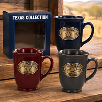 Mug à café en céramique souvenir touristique du Texas (USA), style américain, en grès, avec logo en cuivre, personnalisable OEM ODM, vente en gros