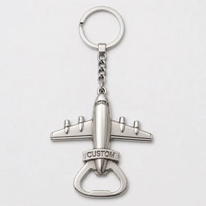En gros Décapsuleur avion en métal doré et argenté, porte-clés de voyage, cadeau aviation, breloque de sac, porte-clés - Product Image 2