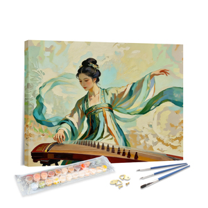 Kit d'art sur toile OEM ODM en gros pour adultes, peinture <span class=keywords><strong>par</strong></span> numéros, thème Beauté Guzheng chinois - Product Image 1
