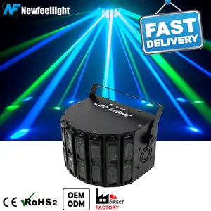 DJ 디스코 조명 RGBW 4IN1 더블 나비 빛 휴대용 led 파티 레이저 더비 빛