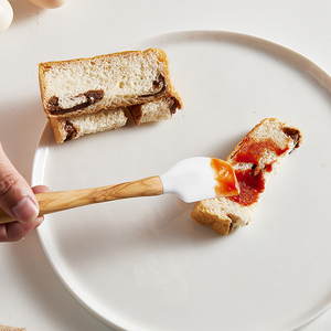 Nhà Tự Nhiên Không Dính Nấu Ăn Nướng Spoonula Jar <span class=keywords><strong>Scraper</strong></span> Silicone Thìa Với Ô Liu Gỗ Xử Lý - Product Image 6