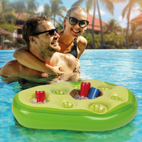 Bar à glace gonflable en PVC certifié CE pour fête estivale, seau à glace, porte-gobelets, radeau flottant, plante aquatique verte