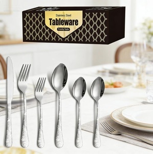 Luxury Custom logo Restaurant Dinnerware Cutlery Dinnerware Spoon Fork Knife White Gold Stainless Steel Flatware <b>Sets</b> - Product Image 6