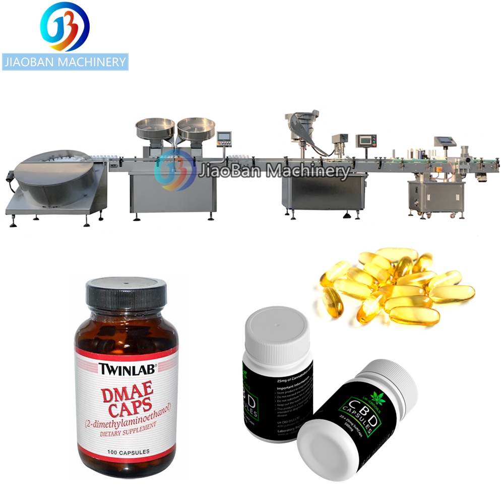 Конопли CBD масло в форме капсул соответствие стандартам GMP машина для подсчёта капсул и разливочная машина JB-SL60 пивная бутылка и этикетировочная машина