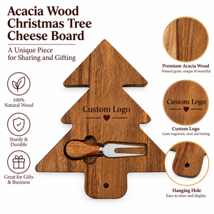 Tagliere in Legno Personalizzabile <span class=keywords><strong>con</strong></span> Incisione Laser a Forma di Albero di Natale <span class=keywords><strong>con</strong></span> Forchetta per Rivenditori e Regali Aziendali - Product Image 1