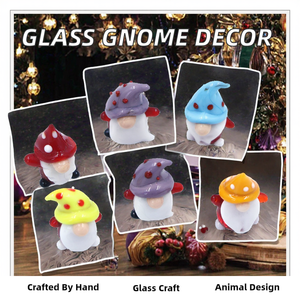 تمثال جنوم مصغر يدوي الصنع ، مصباح مورانو زجاجي ، زخرفة عيد الميلاد ، ديكور أنيق على الطراز الخيالي - Product Image 2