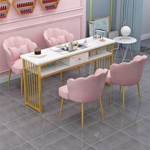 Modern Design <b>Nail</b> Salon Table Wood and Metal Manicure <b>Desk</b> with Dust Collector for <b>Nail</b> Bar or Mall - Product Image 1