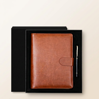 Carnet A5 personnalisé avec logo, reliure à anneaux, couverture rigide en cuir PU, journal à feuilles mobiles, ensemble cadeau pour professionnels