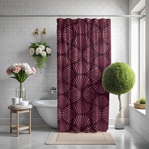 Cortina <span class=keywords><strong>de</strong></span> Ducha con Estampado Art Deco <span class=keywords><strong>de</strong></span> Ciruelo Oscuro, Impermeable, <span class=keywords><strong>Antimoho</strong></span>, con Ojales Metálicos, Personalizable, Decoración <span class=keywords><strong>de</strong></span> Lujo para <span class=keywords><strong>Baño</strong></span> - Product Image 2