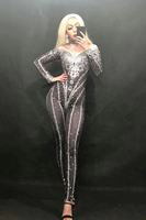 Combinaison noire à manches longues et strass scintillants, épaules dénudées, Sexy, tenue de Club, tenue de soirée élégante