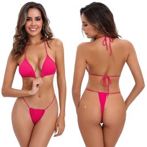 Conjunto de Bikini de Tanga de 2 Piezas para Mujer al por Mayor Personalizable, de Secado Rápido, Spandex/Poliéster, Sujetador Push-Up Estilo Tanga con Lazos, Marca Privada - Product Image 1