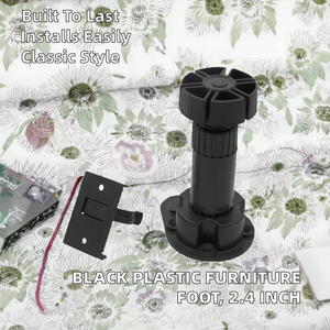2.4 Inch 60mm Black Plastic Foot Furniture Accessories Cabinet Table Leveling <b>Legs</b> <b>Sofa</b> Support Home Office Easy Installation - Product Image 2