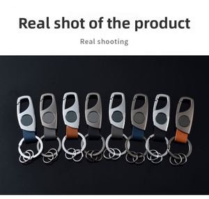 Creative Engraving Car Keychain Personalized Stainless Steel Mens Anti-lost Pendant Business Gift Leather Locking Key Chain Clip - Product Image 6