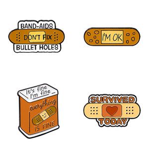 Nouvel Arrivage Transfrontalier : Badge en Alliage Mignon à Motifs de Dessins Animés, avec <span class=keywords><strong>Phrases</strong></span> Courtes Inspirantes en Anglais sur le thème des Pansements, Technique d'Émail Coulant, à Coudre - Product Image 1