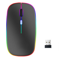 Mouse Gaming optikal nirkabel 2.4G, Mini USB antarmuka bisu & dapat diisi ulang