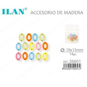 Accessorio ovale in legno Ilan 19x15mm, 14 pz, perline per abbigliamento - Product Image 3