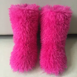 Custom high quality Wholesale cheap factory price warm winter wool Mongolian fur lamb fur snow boots for women and girls