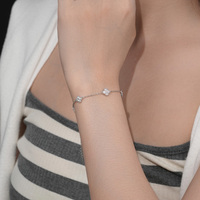 Bracelet en laiton avec trèfle à quatre feuilles, nacre et zircon, bijou de luxe pour femme, cadeau