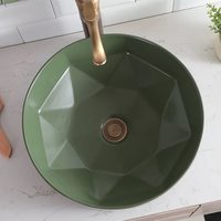 Lavabo en porcelaine noir mat et moderne en forme de diamant, lavabo, cuvette de comptoir en céramique pour hôtels