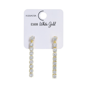 Orecchini pendenti in cristallo Ifowaira, gioielli da donna geometrici di lusso placcati in oro bianco E1608 - Product Image 1