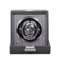 Boîte de présentation automatique pour montre simple, carrée, à 1 emplacement, avec remontoir manuel, finition mate colorée, fenêtre en verre, 6 couleurs disponibles