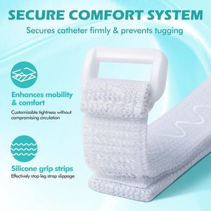 White Anti-Slip <strong>Catheter</strong> Leg Bag Strap 40cm <strong>Silicone</strong> Elasticity Grip Adjustable Hook-and-Loop Thigh Placement Extended Fit - Product Image 3