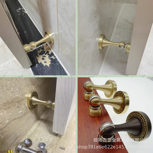 Butée de porte en laiton, design artistique et d'art ancien, X-90, fixation murale, magnétique puissant, pour sol ou mur, finition brossée - Product Image 5