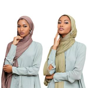 OEM 2025 Trendy Premium Jersey algodón 170*80cm suave elástico nuevo turbante islámico patrón sólido personalizable musulmán étnico Bandana - Product Image 5