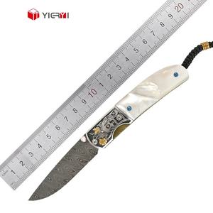 Cuchillo de bolsillo EDC de acero damasco de gama alta, cuchillos plegables tácticos, cuchillos de utilidad para acampar, senderismo, regalos para <span class=keywords><strong>amantes</strong></span> del aire libre - Product Image 6