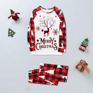 <span class=keywords><strong>2023</strong></span> pyjamas de noël Logo personnalisé pour la famille deux pièces Plaid 100% coton tissu imprimé haut pantalon taille élastique automne printemps - Product Image 3