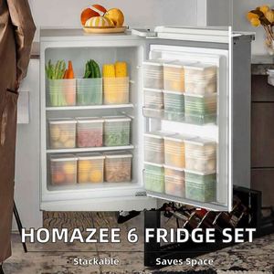 Homazee 6 Contenedores Apilables de Plástico, Organizador Multiusos para Cocina, Refrigerador, Verduras, Frutas, Ahorro de Espacio - Product Image 2