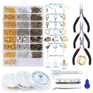 <b>Diy</b> Alloy Jewelry Making <b>Kit</b> With Ear Hooks Lobster Clasps Tools For Bracelets Necklaces Crafting Supplies - Product Image 1