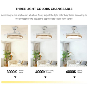 Ventilateur de plafond moderne à pales cachées haute vitesse, 42 pouces, rétractable, télécommande, LED, en métal, avec lumière - Product Image 4