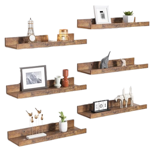 Étagères murales flottantes en bois durables avec tiroir pour la décoration de la chambre - Design multifonctionnel mural - Product Image 1