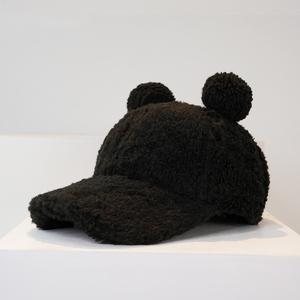 Blank Faux Fur <strong>Hat</strong> Fashion Fleece Plush Furry Lamb Wool Cute Baseball Cap with <strong>Bear</strong> Ears Winter Warm Caps for Women - Product Image 6