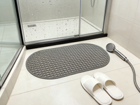 Tapis de bain antidérapant en PVC, ovale, lavable en machine, ventouses durables, design moderne, pour la maison, l'hôtel, la douche, la baignoire, sécurité, longue garantie