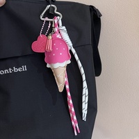 Gantungan Kunci Kulit PU Bentuk Es Krim Lucu Grosir, Liontin Tas Fashion, Hadiah 3.
