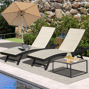 Ensemble <span class=keywords><strong>de</strong></span> 2 chaises longues <span class=keywords><strong>de</strong></span> patio, chaises longues d'extérieur, chaise longue <span class=keywords><strong>de</strong></span> piscine en aluminium avec roulettes pour la piscine, la plage et le <span class=keywords><strong>bain</strong></span> <span class=keywords><strong>de</strong></span> <span class=keywords><strong>soleil</strong></span> - Product Image 4