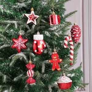 Décoration <span class=keywords><strong>de</strong></span> <span class=keywords><strong>Noël</strong></span> en plastique, pendentif en forme d'étoile à cinq branches, <span class=keywords><strong>de</strong></span> cône <span class=keywords><strong>de</strong></span> pin, <span class=keywords><strong>de</strong></span> gant, <span class=keywords><strong>de</strong></span> canne en sucre, <span class=keywords><strong>de</strong></span> boîte cadeau, style américain, ornement DIY - Product Image 2