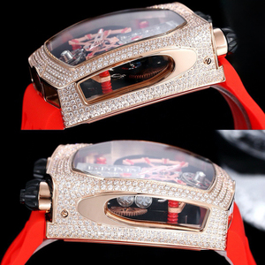 Montre mécanique automatique de luxe pour homme en moissanite et diamant, montre-bracelet en or noir super cool avec moteur turbine - Product Image 4